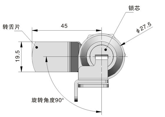 Padlockable Quarter Turn Lock Chrome Coated Industrial Cam Cylinder Locks