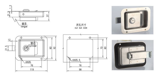 Highly Polished T Handle Garage Door Lock For Industrial Equipment